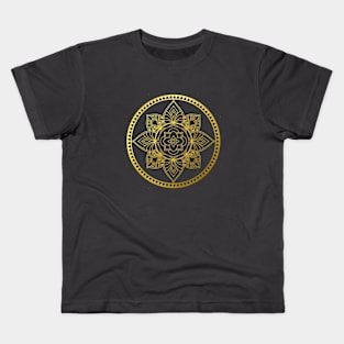 Gold lotus mandala Kids T-Shirt